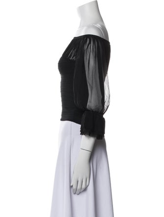 Herve Leger Silk Off-The-Shoulder Crop Top