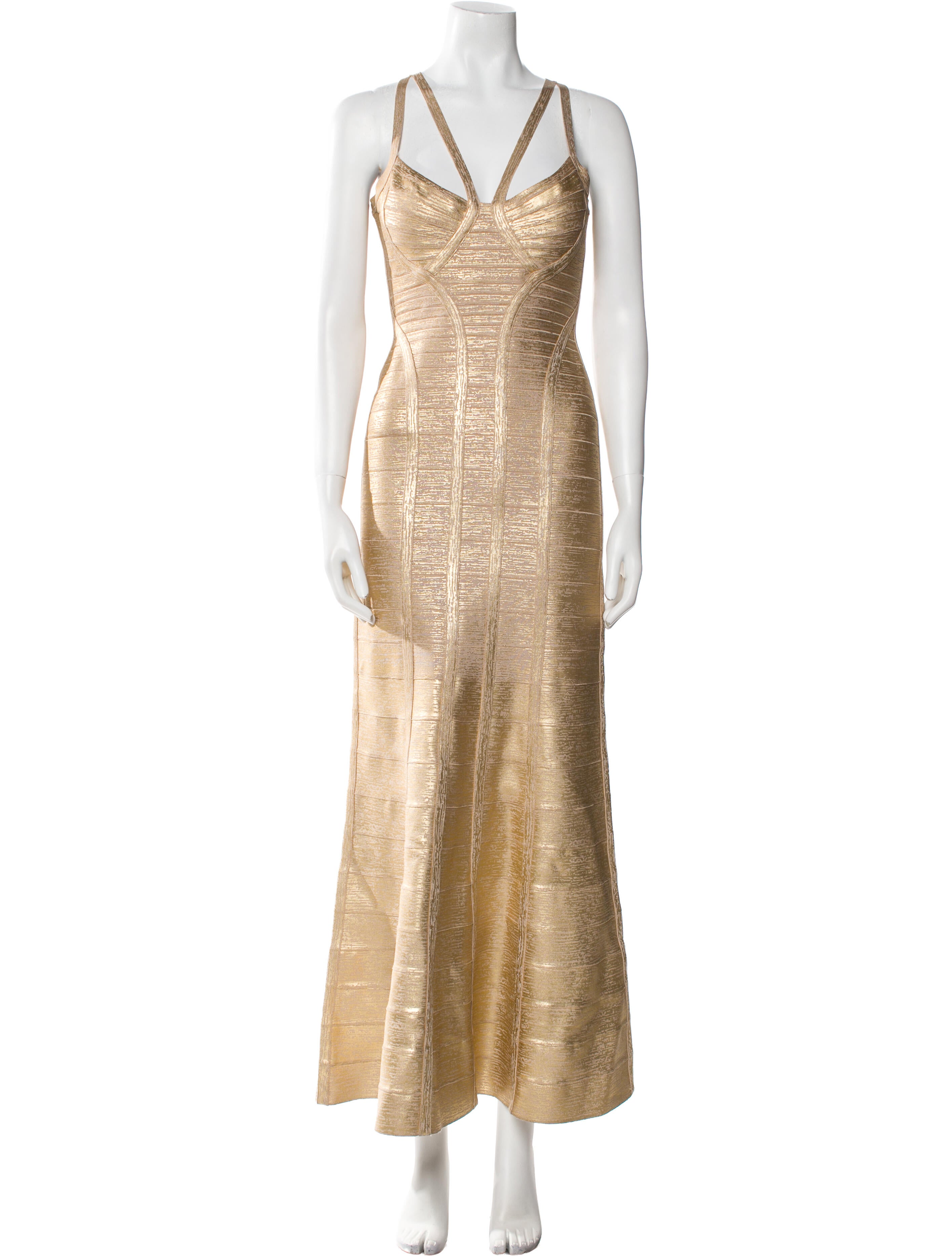 Herve Leger V-Neck Long Dress