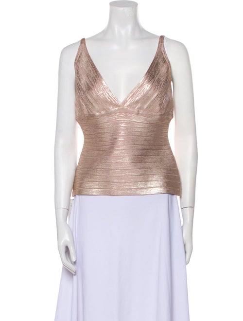 Herve Leger V-Neck Sleeveless Crop Top