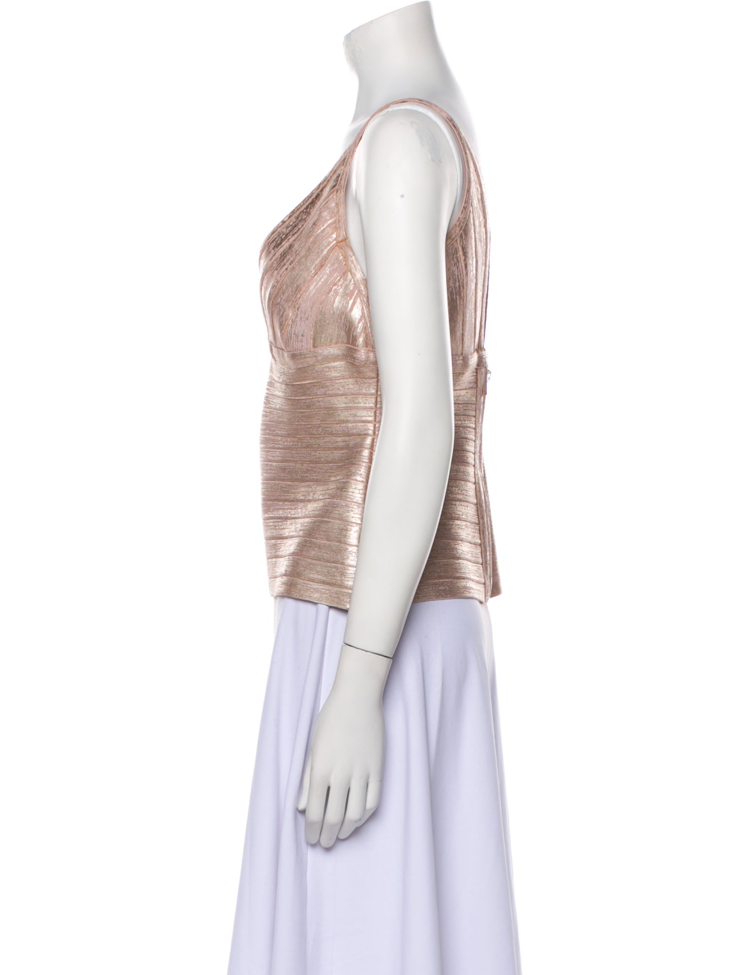 Herve Leger V-Neck Sleeveless Crop Top