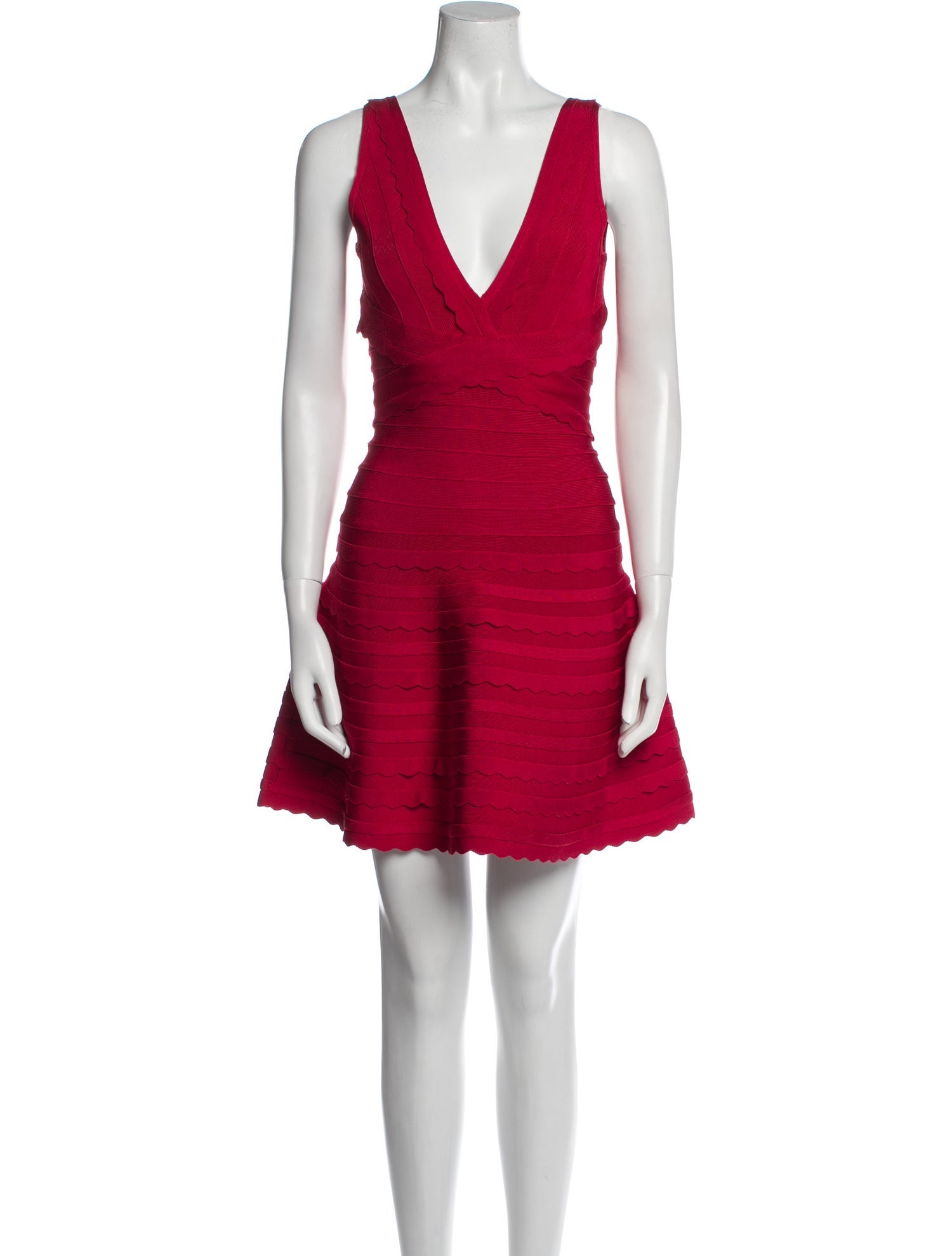 Herve Leger V-Neck Mini Dress