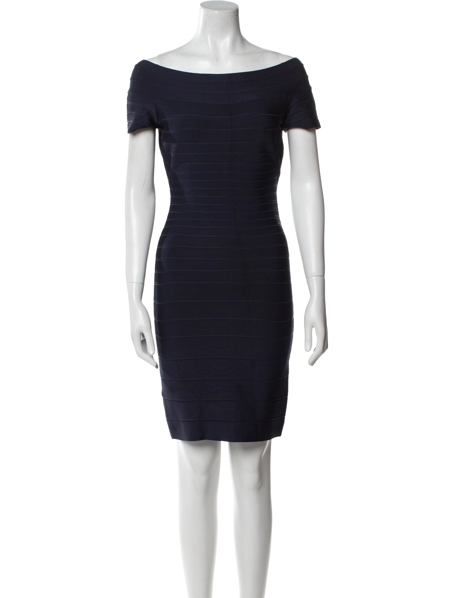 Herve Leger Bateau Neckline Mini Dress