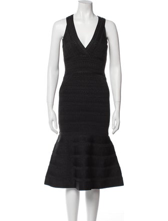 Herve Leger V-Neck Midi Length Dress