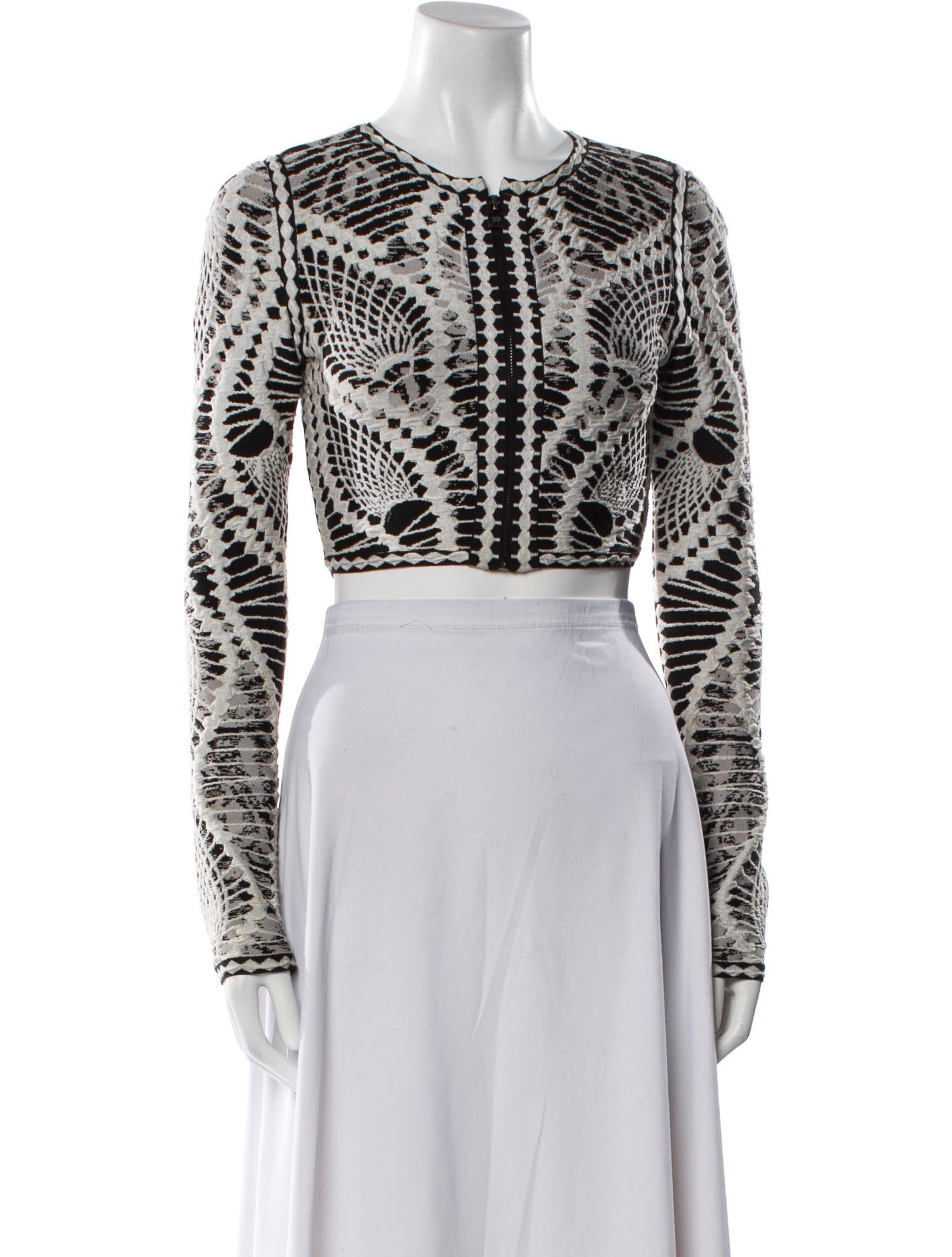 Herve Leger Printed Scoop Neck Crop Top