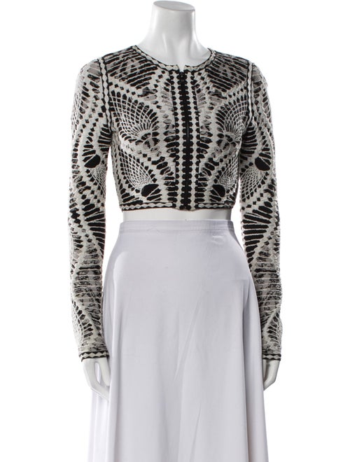 Herve Leger Printed Scoop Neck Crop Top