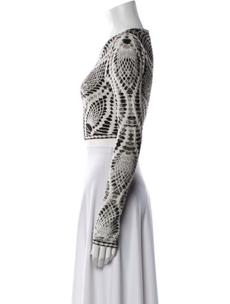 Herve Leger Printed Scoop Neck Crop Top