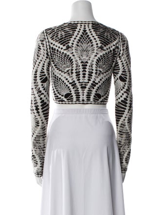 Herve Leger Printed Scoop Neck Crop Top