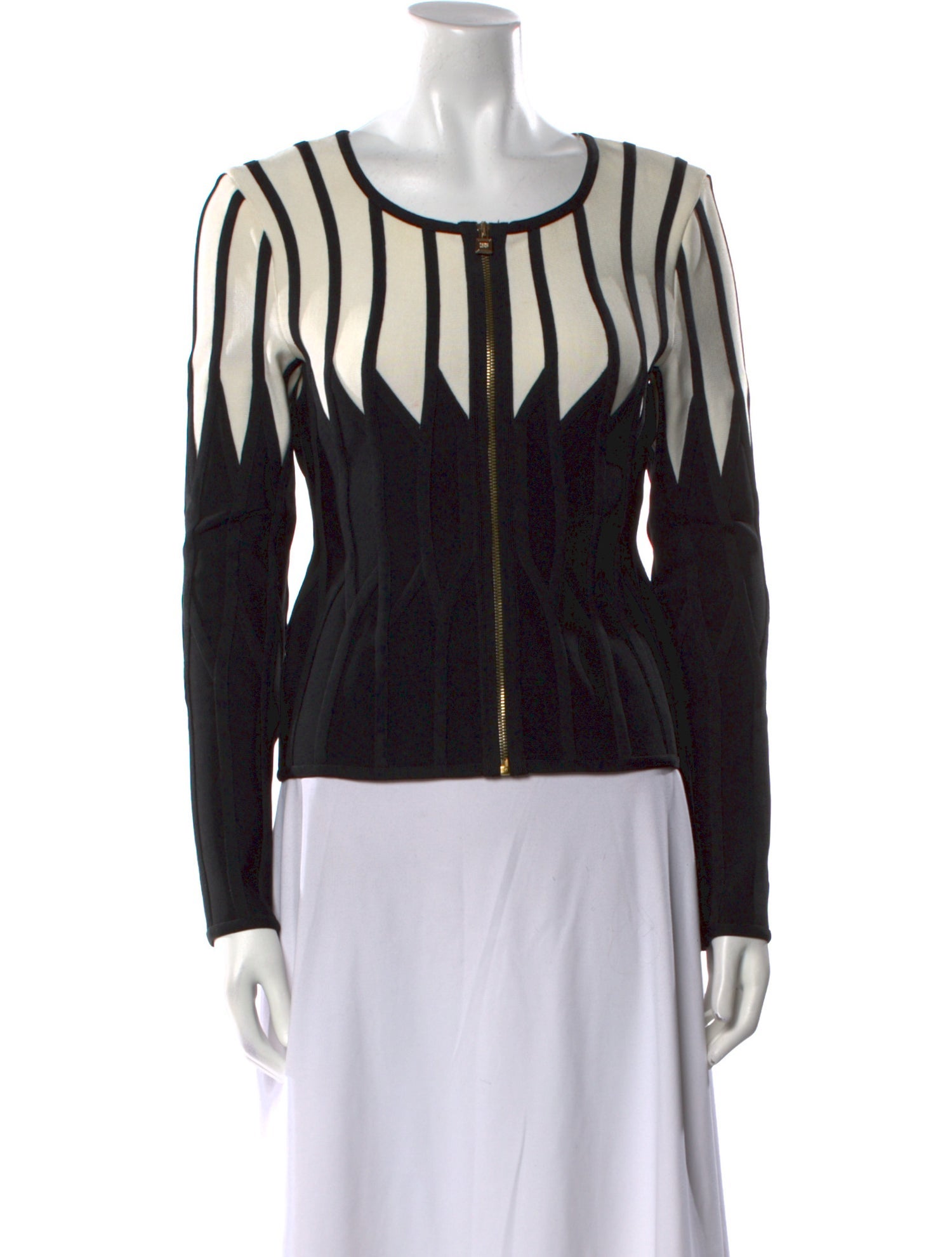 Herve Leger Striped Scoop Neck Top