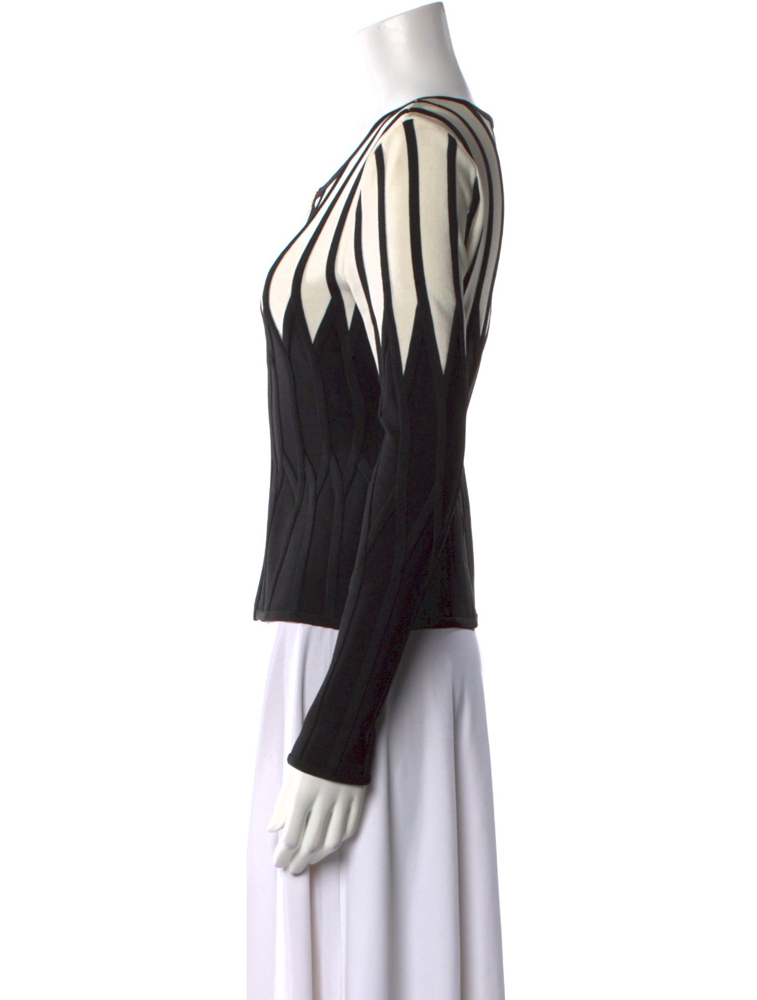 Herve Leger Striped Scoop Neck Top