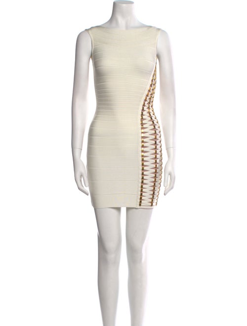 Herve Leger Bateau Neckline Mini Dress