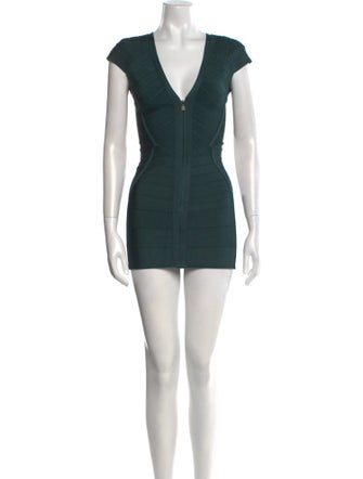 Herve Leger V-Neck Mini Dress