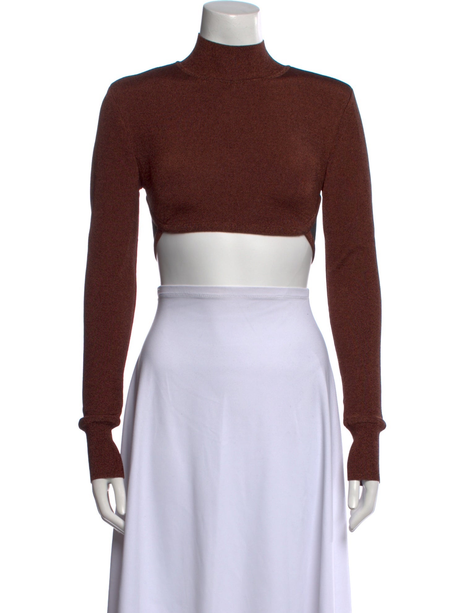 Herve Leger Mock Neck Long Sleeve Crop Top