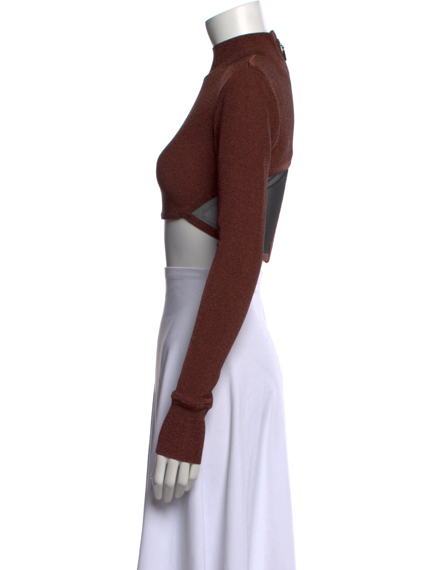 Herve Leger Mock Neck Long Sleeve Crop Top