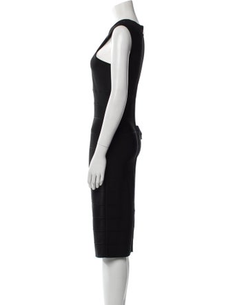 Herve Leger V-Neck Midi Length Dress