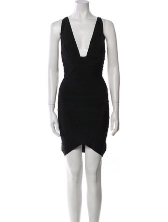 Herve Leger V-Neck Mini Dress
