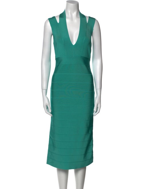 Herve Leger V-Neck Midi Length Dress