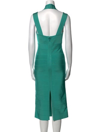 Herve Leger V-Neck Midi Length Dress