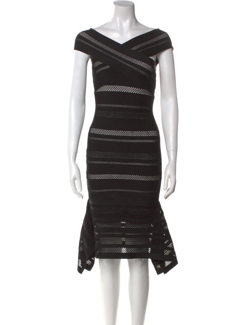 Herve Leger Striped Knee-Length Dress