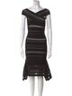 Herve Leger Striped Knee-Length Dress