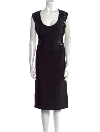 Herve Leger Scoop Neck Long Dress