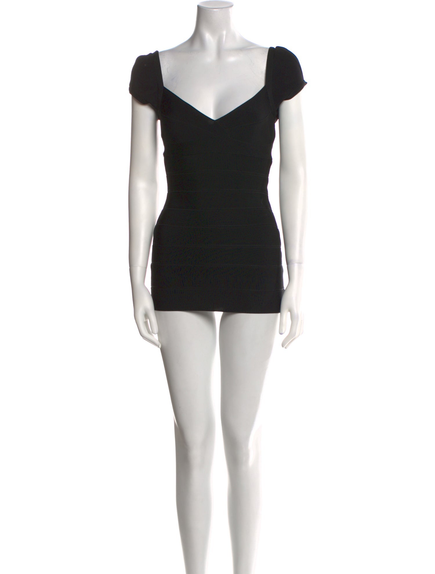 Herve Leger Square Neckline Short Sleeve Blouse