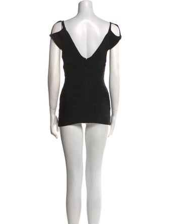 Herve Leger Square Neckline Short Sleeve Blouse