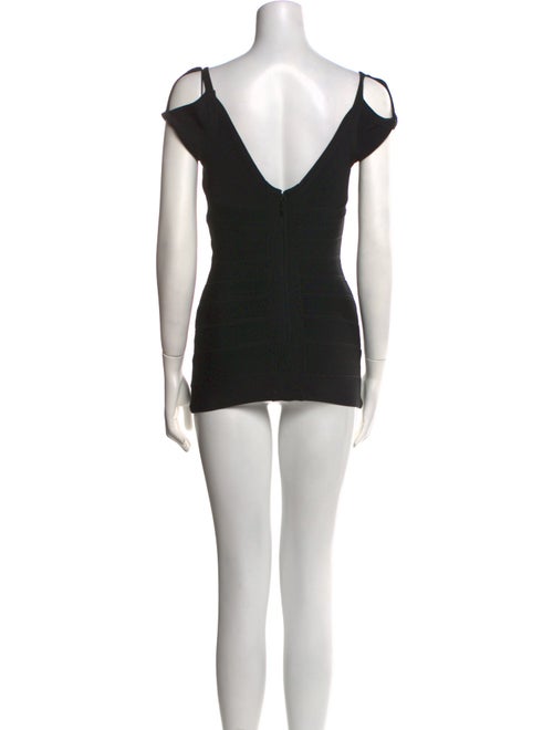 Herve Leger Square Neckline Short Sleeve Blouse