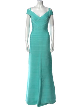 Herve Leger V-Neck Long Dress