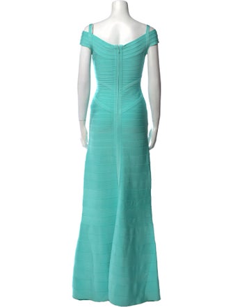 Herve Leger V-Neck Long Dress