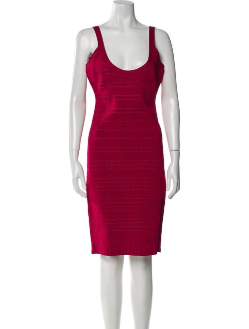Herve Leger Scoop Neck Knee-Length Dress