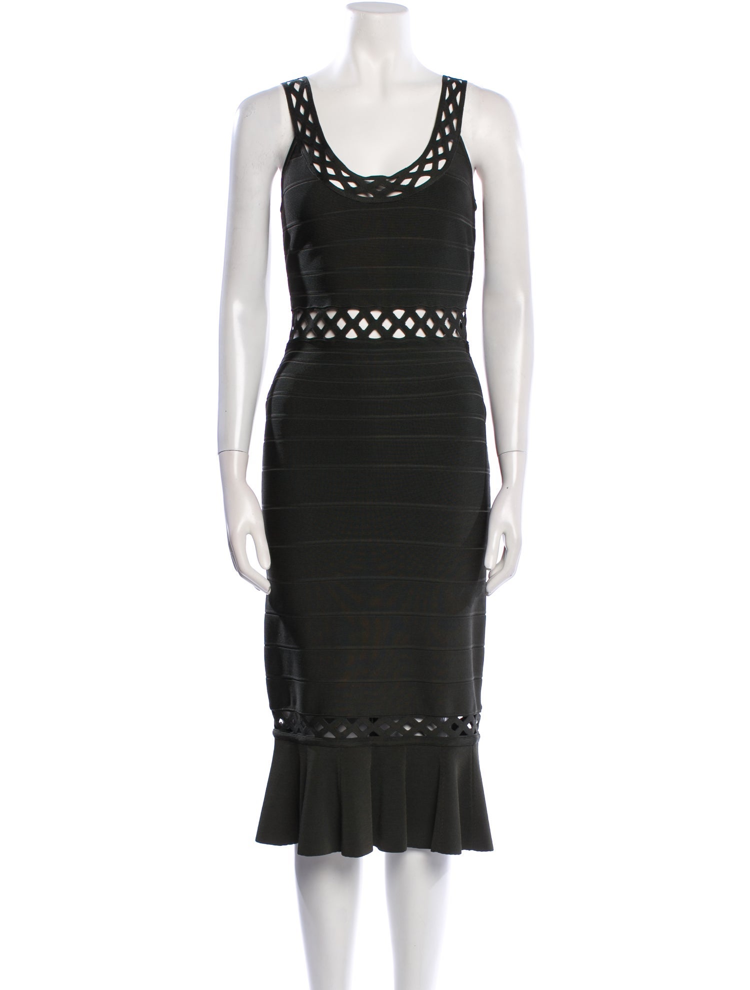 Herve Leger Scoop Neck Knee-Length Dress