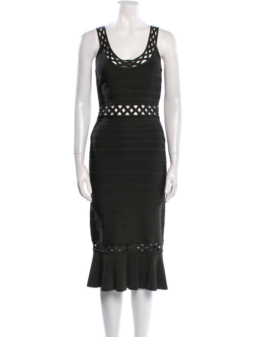 Herve Leger Scoop Neck Knee-Length Dress