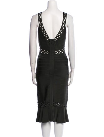 Herve Leger Scoop Neck Knee-Length Dress