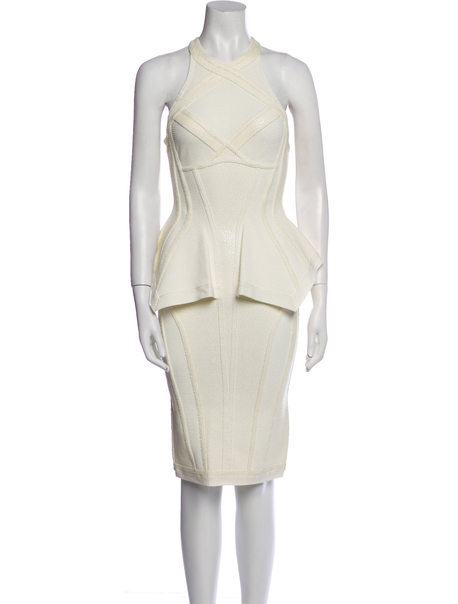 Herve Leger Crew Neck Knee-Length Dress