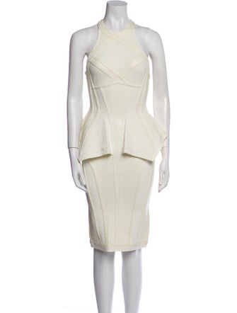 Herve Leger Crew Neck Knee-Length Dress