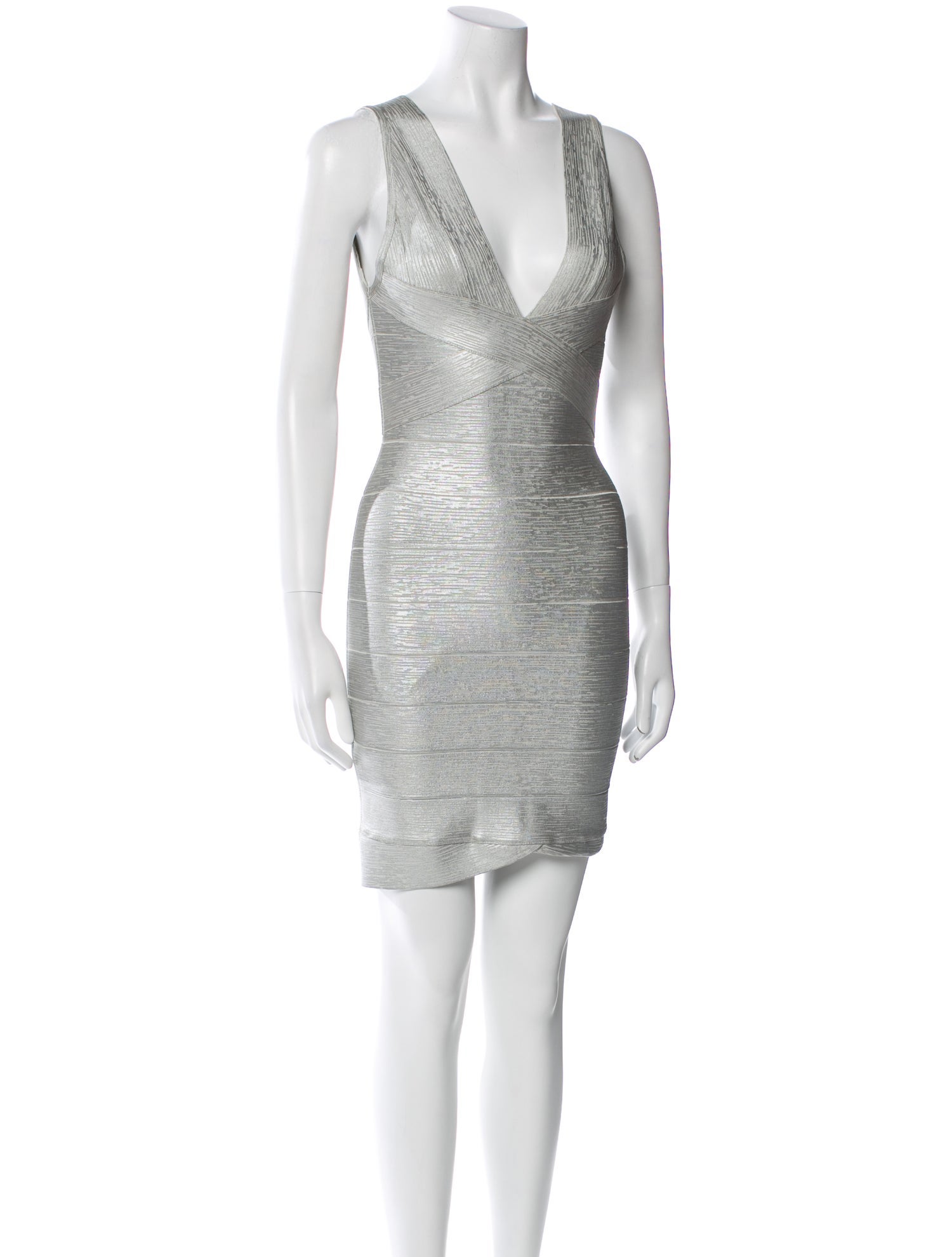 Herve Leger V-Neck Mini Dress
