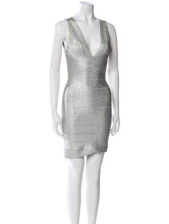 Herve Leger V-Neck Mini Dress