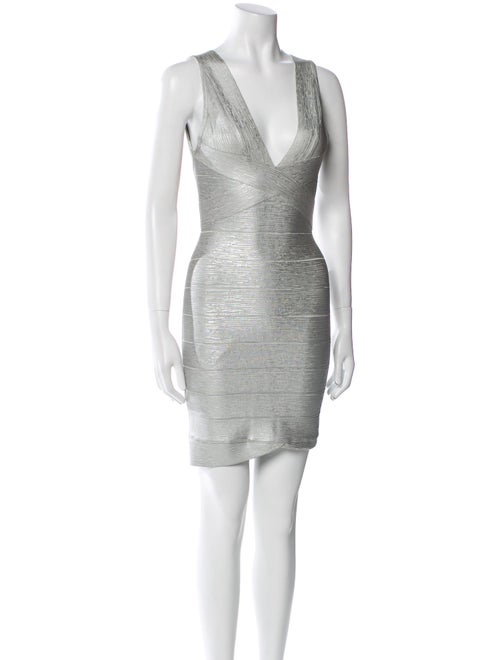 Herve Leger V-Neck Mini Dress