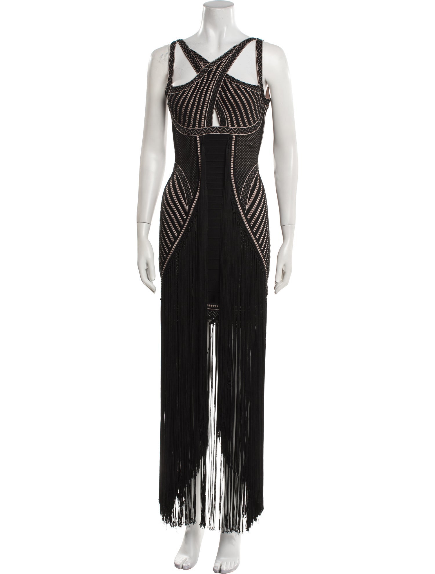 Herve Leger Striped Long Dress