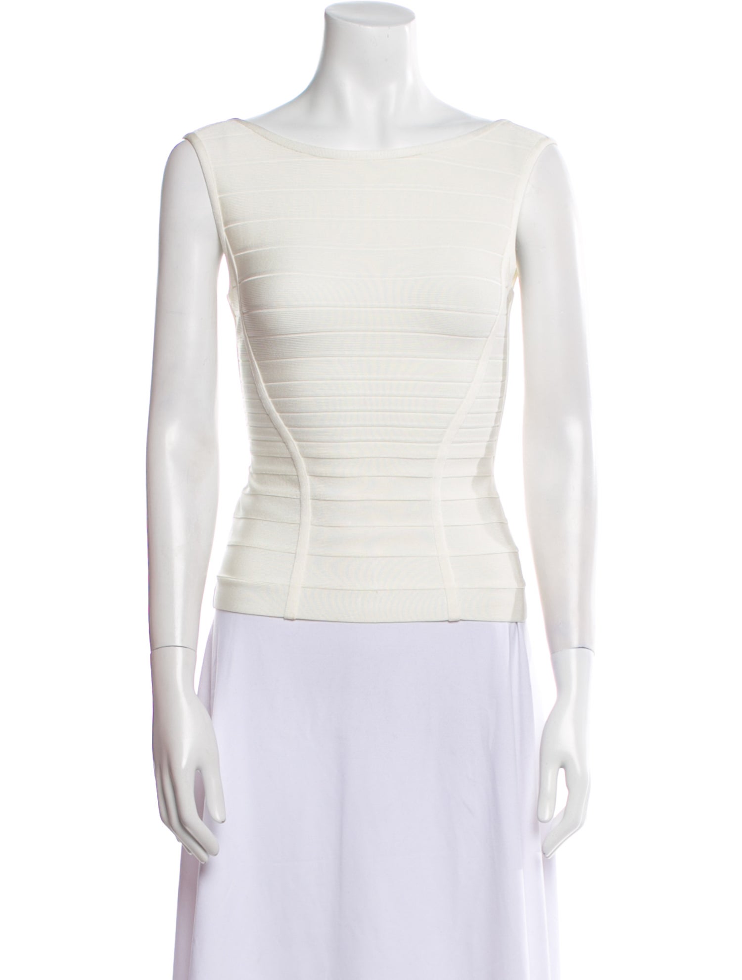 Herve Leger Bateau Neckline Sleeveless Crop Top