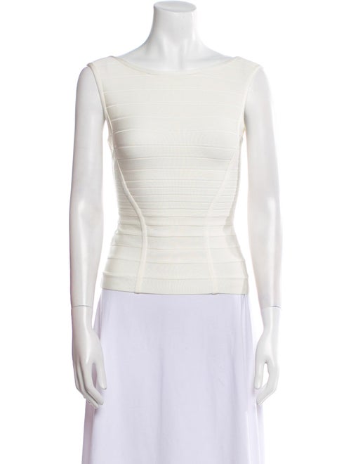Herve Leger Bateau Neckline Sleeveless Crop Top