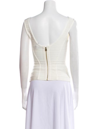 Herve Leger Bateau Neckline Sleeveless Crop Top