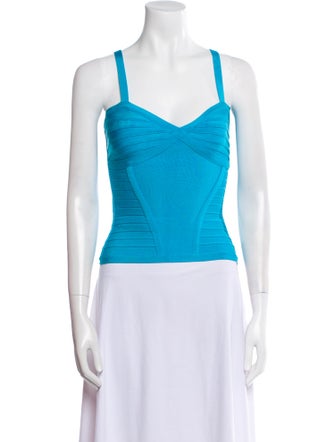 Herve Leger Square Neckline Sleeveless Crop Top