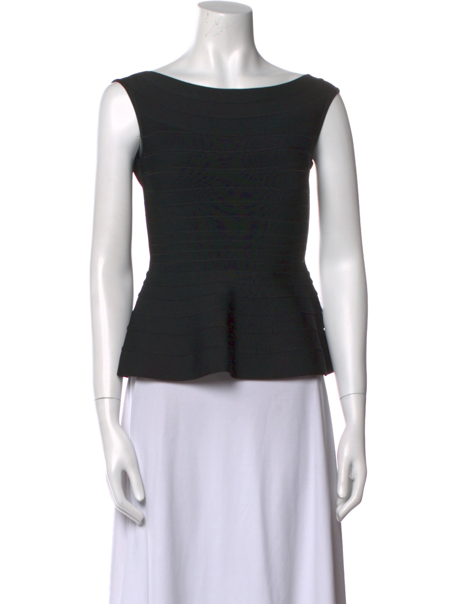 Herve Leger Bateau Neckline Sleeveless Crop Top