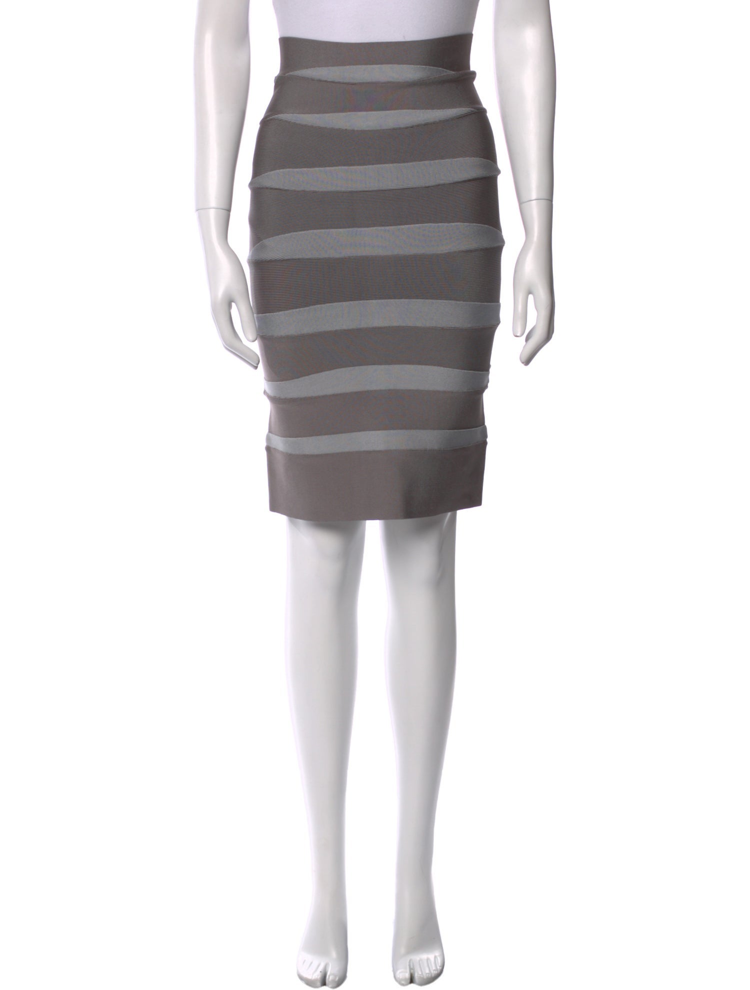 Herve Leger Striped Knee-Length Skirt