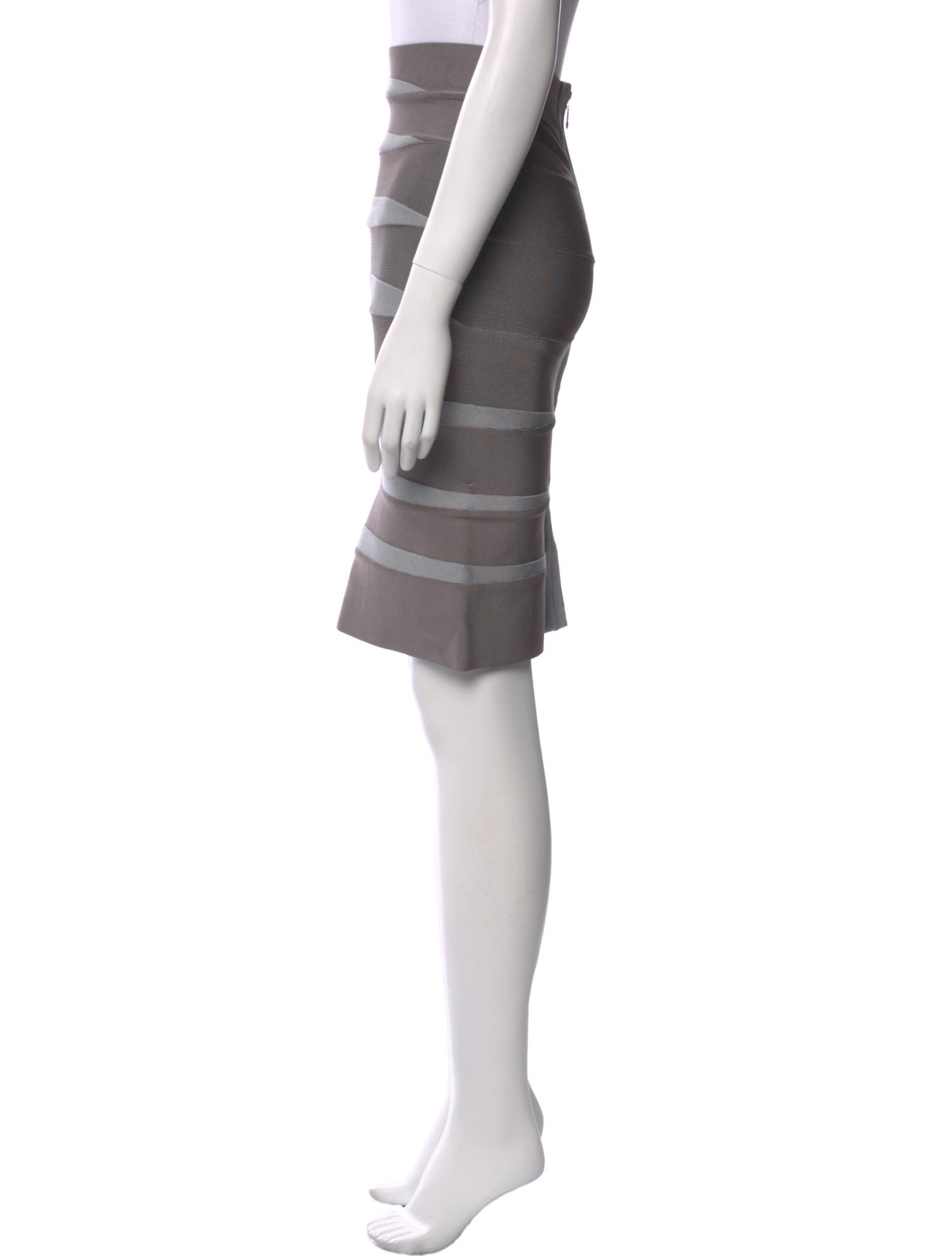 Herve Leger Striped Knee-Length Skirt