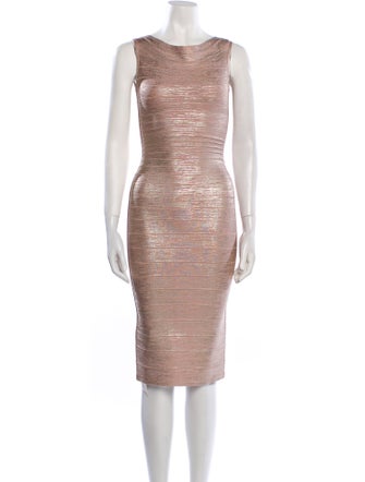 Herve Leger Bateau Neckline Knee-Length Dress