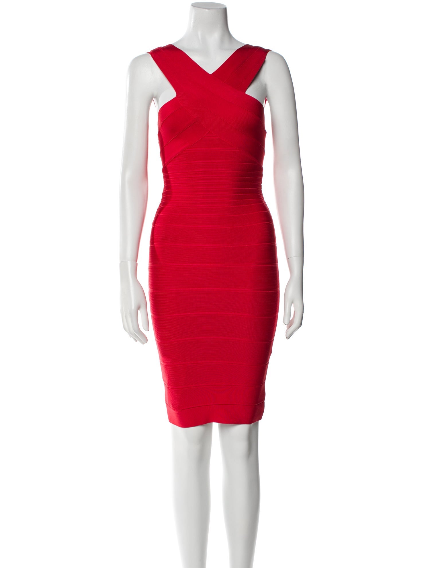 Herve Leger V-Neck Mini Dress