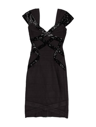Herve Leger Square Neckline Mini Dress