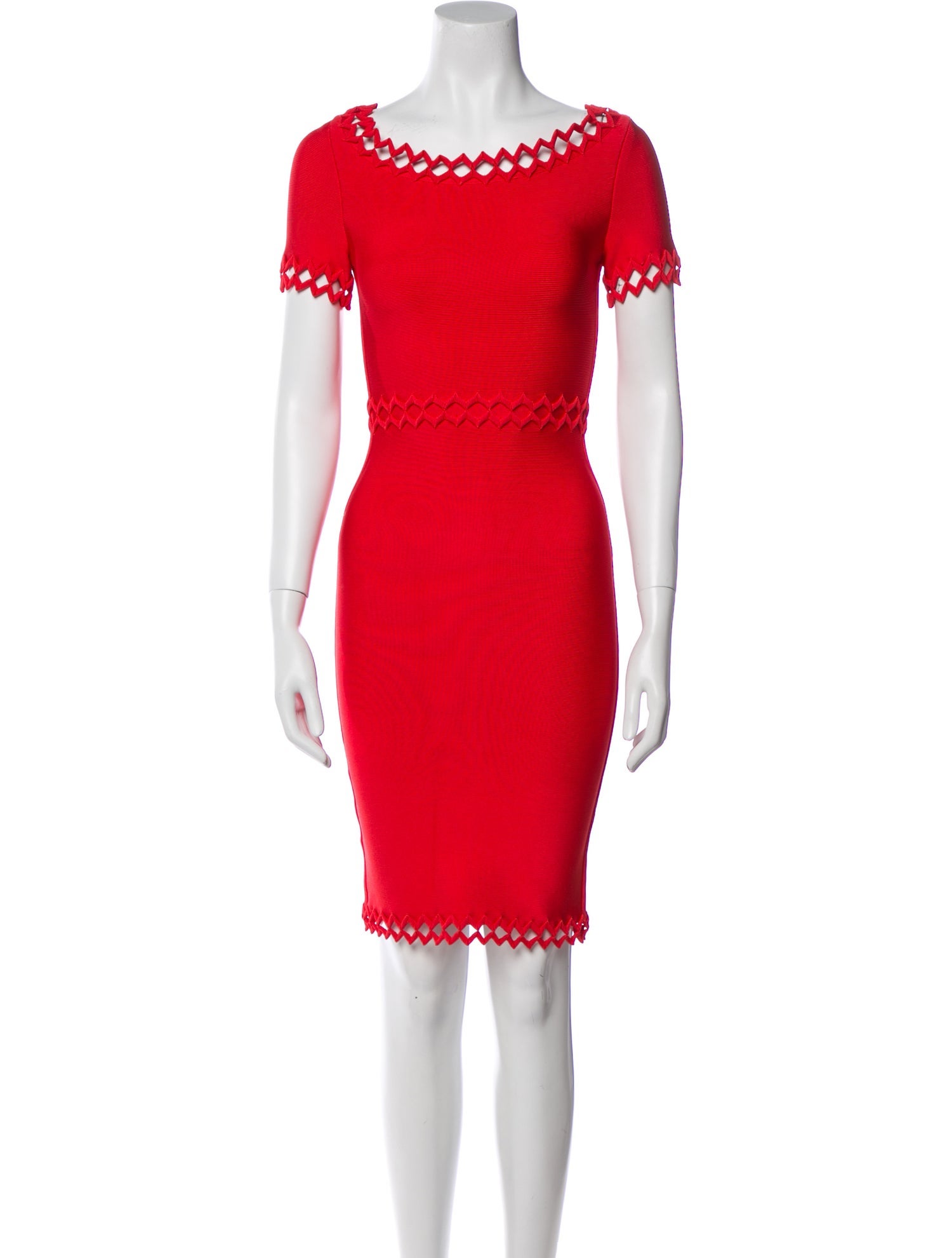 Herve Leger Bateau Neckline Mini Dress